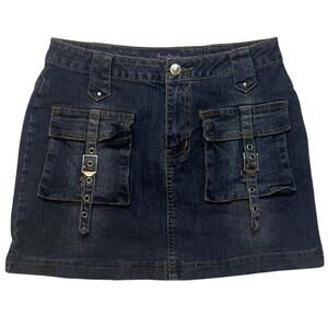 VINTAGE CARGO DENIM JEAN MICRO MINI SKIRT